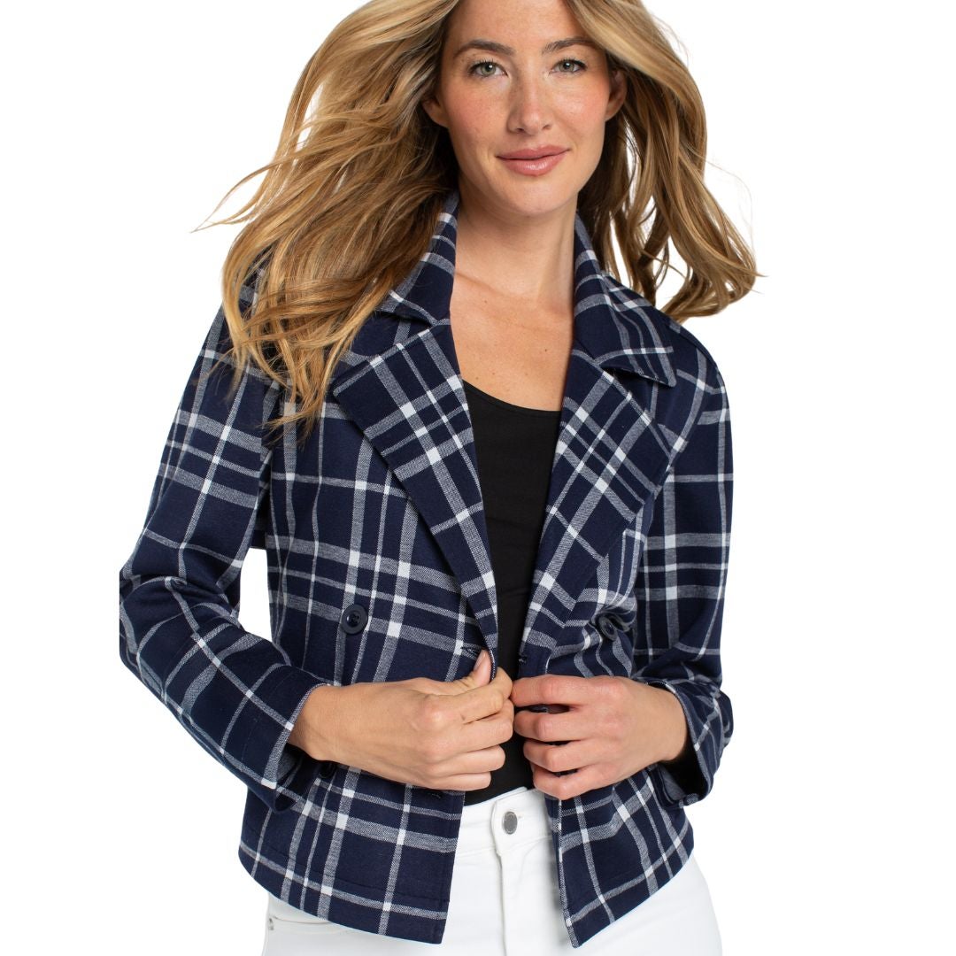 Liverpool Cropped Trench Jacket (plaid) | Darcy Park